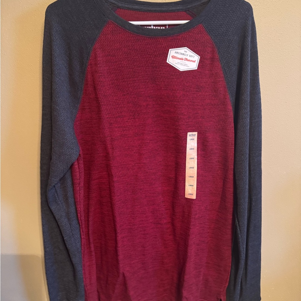 Urban Pipeline Burgundy and Charcoal Thermal Shirt